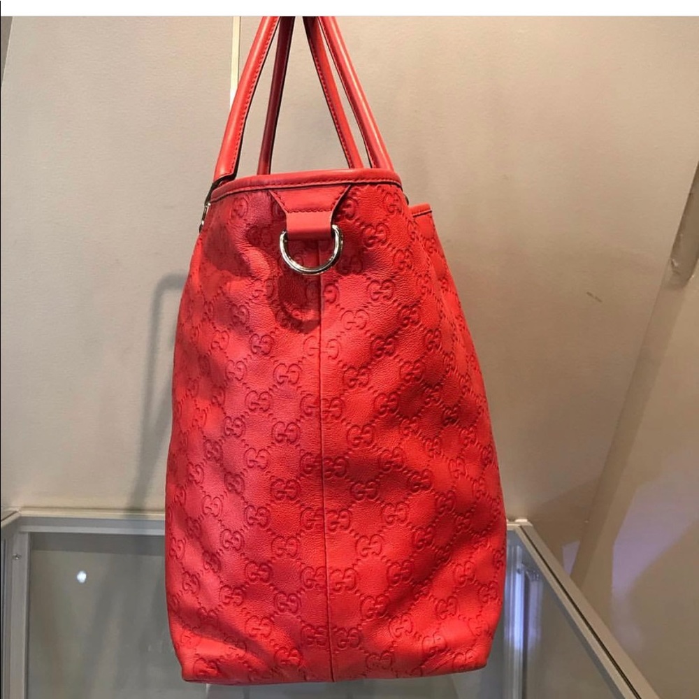 Red Leather Guccissima Tote